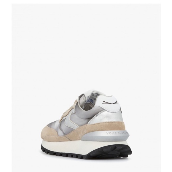NWT VOILE BLANCHE QWARK HYPE WOMAN Leather and Fabric Sneakers in Grey-Beige - Picture 4 of 15
